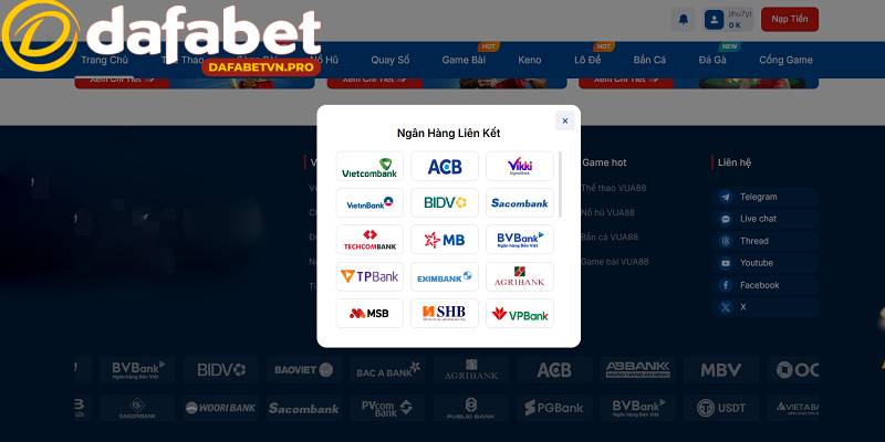 Hiện nhà cái liên kết với nhiều ngân hàng uy tín trên thế giới